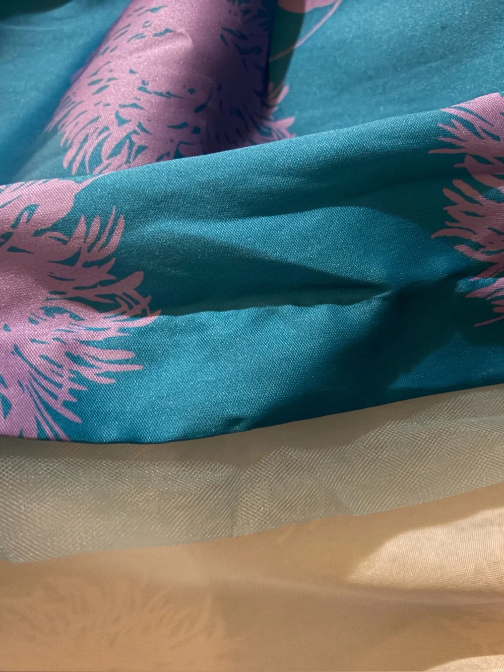 Crewcuts Teal Satin Dress with Pink Floral Motif